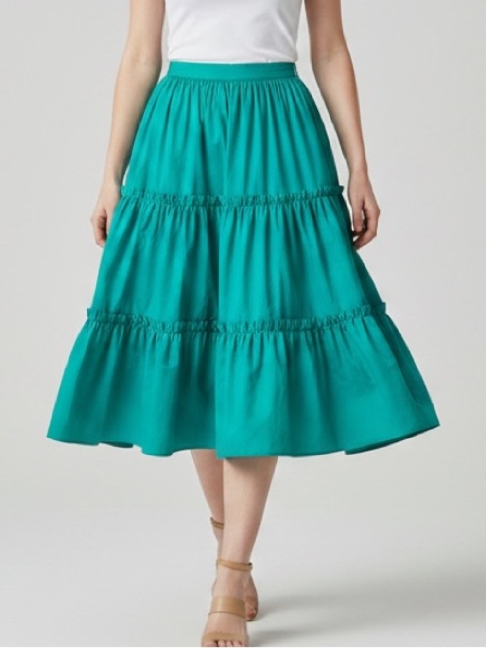 Handmade Turquoise Tiered Full Circle Skirt Size M